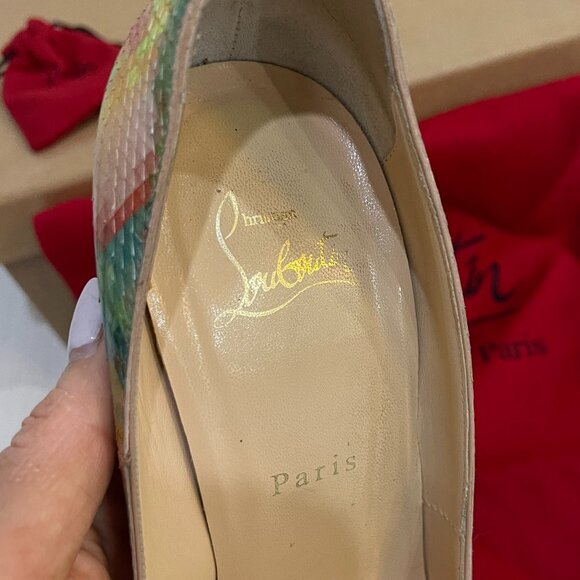 Auc Christian Louboutin Python Pixel Multicolor Troca 140 Peep Toe Pumps - Picture 8 of 14